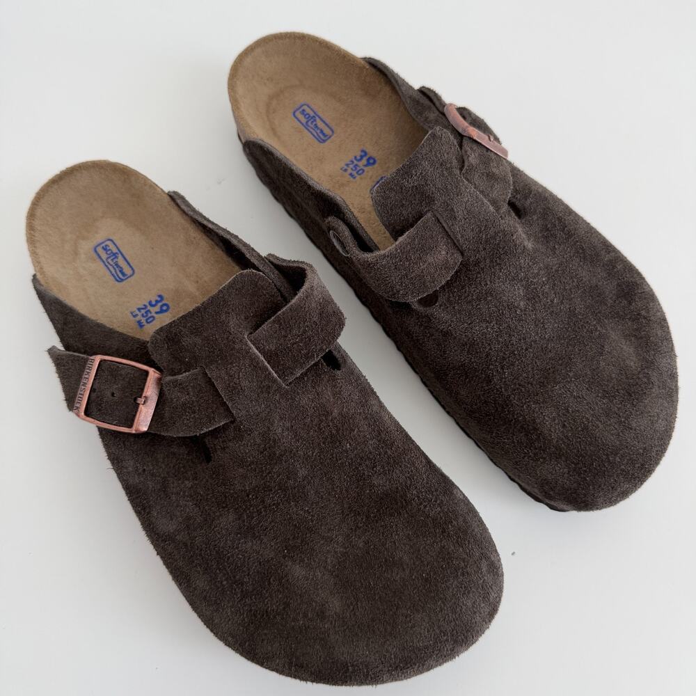 Birkenstock Boston Clog Womens 8 EU39 Brown Mocha Soft Footbed Suede Leather - Picture 2 of 13